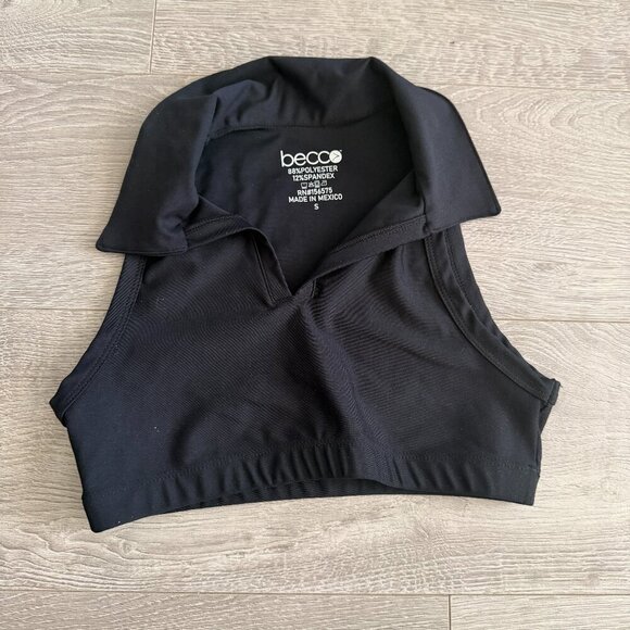 BECCA Tops - Becca Black Sleeveless Collared Crop Top Size S